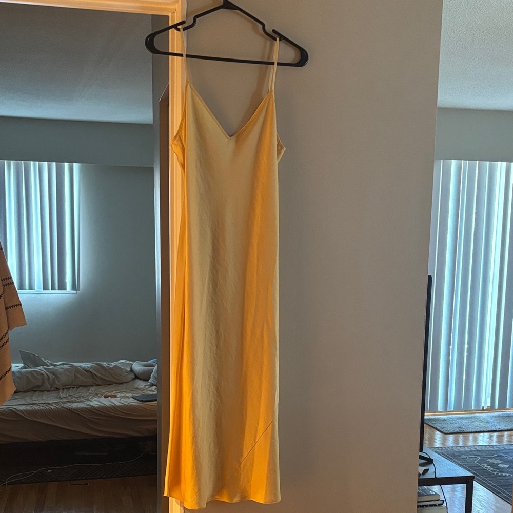 Wilfred Sunlit Yellow Satin Midi Dress - Picture 1 of 3